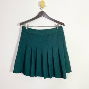 Fashion Nova Teal Green Blue Pleated Wrap A-line Mini Skirt